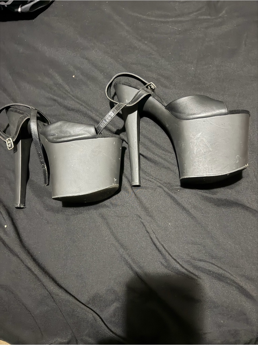 Black pleaser Platform Stiletto Heels with Ankle Strap
